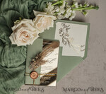 WEDDING INVITATIONS plexi acrylic mirror Sage Green Mirror gold Wedding Invitations, Elegant Garden Wedding Cards, Greenery Acrylic  Wedding Invites, Mirror Gold Plexi Wedding Invitation Suite28