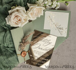 WEDDING INVITATIONS plexi acrylic mirror Sage Green Mirror gold Wedding Invitations, Elegant Garden Wedding Cards, Greenery Acrylic  Wedding Invites, Mirror Gold Plexi Wedding Invitation Suite28