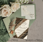 WEDDING INVITATIONS plexi acrylic mirror Sage Green Mirror gold Wedding Invitations, Elegant Garden Wedding Cards, Greenery Acrylic  Wedding Invites, Mirror Gold Plexi Wedding Invitation Suite28