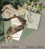 WEDDING INVITATIONS plexi acrylic mirror Sage Green Mirror gold Wedding Invitations, Elegant Garden Wedding Cards, Greenery Acrylic  Wedding Invites, Mirror Gold Plexi Wedding Invitation Suite28