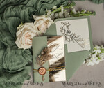WEDDING INVITATIONS plexi acrylic mirror Sage Green Mirror gold Wedding Invitations, Elegant Garden Wedding Cards, Greenery Acrylic  Wedding Invites, Mirror Gold Plexi Wedding Invitation Suite28