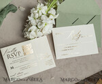 WEDDING INVITATIONS plexi acrylic mirror Sage Green Mirror gold Wedding Invitations, Elegant Garden Wedding Cards, Greenery Acrylic  Wedding Invites, Mirror Gold Plexi Wedding Invitation Suite28