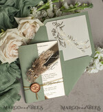WEDDING INVITATIONS plexi acrylic mirror Sage Green Mirror gold Wedding Invitations, Elegant Garden Wedding Cards, Greenery Acrylic  Wedding Invites, Mirror Gold Plexi Wedding Invitation Suite28