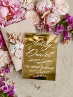 HOCHZEITS EINLADUNGEN Plexiglas Acrylspiegel Gold Spiegel Acryl Hochzeitseinladungen – Luxuriöse Plexiglas Hochzeitseinladung Suite mit Wachssiegel & QR RSVP23