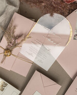 HOCHZEITS EINLADUNGEN Plexiglas Acrylspiegel Blush Pink Klare Bogen Hochzeitskarten, Elegante Gartenhochzeitseinladungen, Nude Acryl transparente Hochzeitseinladungen, Bogen Plexi Hochzeitseinladung Set32