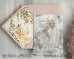 SAVE THE DATES photo vellum plexi  Pink Gold peonies Save the Date Cards with Photo, Vellum Save Our Dates with Photo Gold Foil Calendar Cards 7