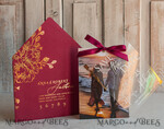 SAVE THE DATES photo vellum plexi  Maroon Burgundy Callendar Clear Gold Save the Date Cards with Photo, Plexi Save Our Dates with Photo 16