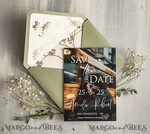 SAVE THE DATES photo vellum plexi  Sage Green Baby Breath  Save the Date Cards with Photo, Greenery Plexi Clear Save Our Dates with Photo 7