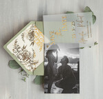SAVE THE DATES photo vellum plexi  sage green Gold Peonies Save the Date Cards with Photo, Vellum Save Our Dates with Photo Gold Foil Calendar Cards 7