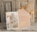 SAVE THE DATES photo vellum plexi  Blush Pink and Gold Deckled Edges Save the Date Cards with Photo, Boho Vellum Golden Save Our Dates with Photo 10