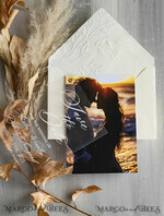 SAVE THE DATES photo vellum plexi  Embossed Save the Date Cards with Photo, Ivory Plexi Clear Save Our Dates with Photo 9