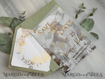 SAVE THE DATES photo vellum plexi  sage green Gold eucalyptus Save the Date Cards with Photo, Vellum Save Our Dates with Photo Gold Foil Calendar Cards 10