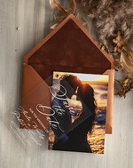 SAVE THE DATES photo vellum plexi  Terracotta Velvet Save the Date Cards with Photo, Plexi Clear Save Our Dates with Photo 6