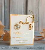 WEDDING FAVORS Resin Custom Resin Keychain Wedding Favors For Guests in bulk Custom Resin forget me not and baby breath flower  Keychain, Golden personalised Thank you gifts Teardrop Keychain with Gold-Plated Stainless Steel Hardware9