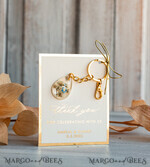 WEDDING FAVORS Resin Custom Resin Keychain Wedding Favors For Guests in bulk Custom Resin forget me not and baby breath flower  Keychain, Golden personalised Thank you gifts Teardrop Keychain with Gold-Plated Stainless Steel Hardware9