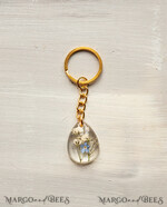 WEDDING FAVORS Resin Custom Resin Keychain Wedding Favors For Guests in bulk Custom Resin forget me not and baby breath flower Keychain, Golden personalised Thank you gifts Teardrop Keychain with Gold-Plated Stainless Steel Hardware16