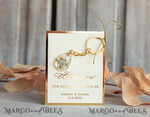 WEDDING FAVORS Resin Custom Resin Keychain Wedding Favors For Guests in bulk Custom Resin forget me not and baby breath flower Keychain, Golden personalised Thank you gifts Teardrop Keychain with Gold-Plated Stainless Steel Hardware16
