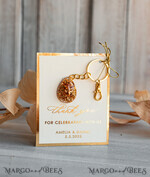 WEDDING FAVORS Resin Custom Resin Keychain Wedding Favors For Guests in bulk Custom Resin glamour golden Keychain, Golden personalised Thank you gifts Teardrop Keychain with Gold-Plated Stainless Steel Hardware7