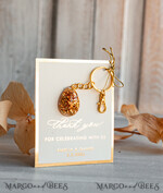 WEDDING FAVORS Resin Custom Resin Keychain Wedding Favors For Guests in bulk Custom Resin glamour golden Keychain, Golden personalised Thank you gifts Teardrop Keychain with Gold-Plated Stainless Steel Hardware7