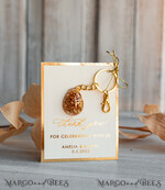 WEDDING FAVORS Resin Custom Resin Keychain Wedding Favors For Guests in bulk Custom Resin glamour golden Keychain, Golden personalised Thank you gifts Teardrop Keychain with Gold-Plated Stainless Steel Hardware7