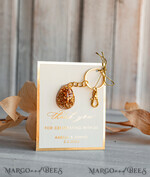 WEDDING FAVORS Resin Custom Resin Keychain Wedding Favors For Guests in bulk Custom Resin glamour golden Keychain, Golden personalised Thank you gifts Teardrop Keychain with Gold-Plated Stainless Steel Hardware7