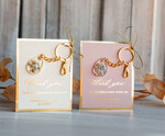 WEDDING FAVORS Resin Custom Resin Keychain Wedding Favors For Guests in bulk Custom Resin forget me not and baby breath flower  Keychain, Golden personalised Thank you gifts Teardrop Keychain with Gold-Plated Stainless Steel Hardware8