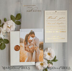 THANK YOU CARDS photo gold vellum plexi Printed vellum Wedding Photo Thank You Cards, Modern Wedding Thank You Cards with Photo, Minimalist Thank You Cards Wedding5