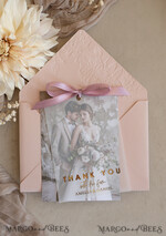 THANK YOU CARDS photo gold vellum plexi Printed vellum Wedding Phcustomoto Thank You Cards, Modern Wedding Thank You Cards with Photo, Minimalist Thank You Cards Wedding11