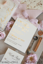 WEDDING INVITATIONS whimsical boho invites Whimsical Blush Gold Wedding Invitation with vellum etui natural dierd flowers pampass gras, Garden Elegant Floral Wedding Invitation with mirror gold heart35