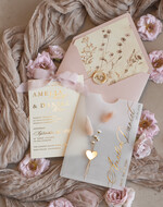 WEDDING INVITATIONS whimsical boho invites Whimsical Blush Gold Wedding Invitation with vellum etui natural dierd flowers pampass gras, Garden Elegant Floral Wedding Invitation with mirror gold heart35