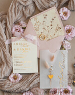 WEDDING INVITATIONS whimsical boho invites Whimsical Blush Gold Wedding Invitation with vellum etui natural dierd flowers pampass gras, Garden Elegant Floral Wedding Invitation with mirror gold heart35