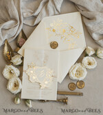 WEDDING INVITATIONS whimsical boho invites Vintage Floral Crest Monogram Blush Wedding Invitation with chiffon torn bow,  French Provence Garden Elegant Floral Wedding Invitation suite Deckled Torn edges , Elegant Toile de Jouy & Baroque Invitation set 22