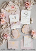 WEDDING INVITATIONS Vintage Baroque Vintage Baroque Wedding Invitation suite  Beige Golden Fine art Roses Wedding Invitations with rsvp Victorian wedding crest Chinoiserie Invites Royal Ornamental frame15