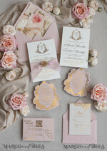 WEDDING INVITATIONS Vintage Baroque Vintage Baroque Wedding Invitation suite  Beige Golden Fine art Roses Wedding Invitations with rsvp Victorian wedding crest Chinoiserie Invites Royal Ornamental frame15