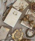 WEDDING INVITATIONS Vintage Baroque Vintage Baroque Wedding Invitation suite  Beige Golden Fine art Roses Wedding Invitations with rsvp Victorian wedding crest Chinoiserie Invites Royal Ornamental frame31