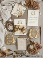 WEDDING INVITATIONS Vintage Baroque Vintage Baroque Wedding Invitation suite  Beige Golden Fine art Roses Wedding Invitations with rsvp Victorian wedding crest Chinoiserie Invites Royal Ornamental frame31