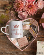 Geschenke zum Muttertag Muttertagsbox in Herzform Geschenkbox Herz für Mama mit Tasse, Kaffee, Tee, Honig & Grußkarte – stilvolles Muttertagsgeschenk, fertig verpackt und liebevoll gestaltet6