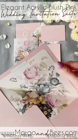 WEDDING INVITATIONS Elegant Invites Classic Cards Luxury Acrylic Plexi Wedding Invitations, Romantic Blush Pink Wedding Invites With Vellum Cover, Elegant Royal Navy Wedding Cards, Bespoke Floral Wedding Invitation Suite30