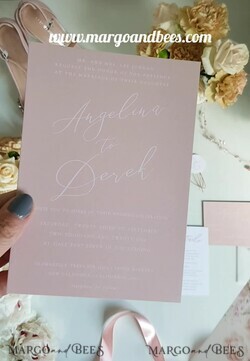 WEDDING INVITATIONS Elegant Invites Classic Cards Romantic Floral Wedding Invitations, Elegant Blush Pink Wedding Invites With Vellum Cover, Glamour Pink Wedding Invitation Suite, Luxury Wedding Cards 7