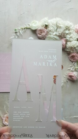 WEDDING INVITATIONS Elegant Invites Classic Cards Luxury Frozen Acrylic Plexi Wedding Invitations With Engraved Initials, Romantic Blush Pink Wedding Invites, Minimalistic Wedding Invitation Suite, Elegant Vellum Wedding Cards7