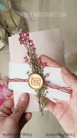 WEDDING INVITATIONS Modern Invites Floral Cards  Romantic Blush Pink Wedding Invitations, Elegant Wedding Invitation Suite With Heather, Delicate Vellum Wedding Invites, Minimalistic Wedding Cards6
