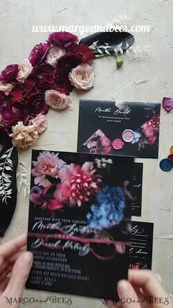 HOCHZEITS EINLADUNGEN blumig / Boho / Aquarell Beste Hochzeitskarten, bohemian Papeterie, schwarze Boho-Hochzeit.7