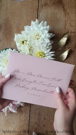 WEDDING INVITATIONS Elegant Invites Classic Cards  Elegant Vintage Wedding Invitations, Romantic Blush Pink Wedding Invites, Luxury Oil Paint Wedding Cards, Handmade Vellum Wedding Invitation Suite11