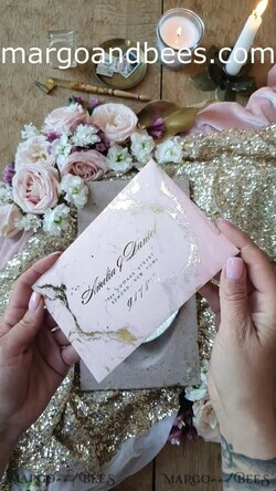 DATEN MERKEN Acrylgoldmagnete Luxuriöse Save the Date Karte, Gold Herz Acryl Magnet und blassrosa Karte, Save the Date Herz Acryl Magnet, Gold elegante Hochzeit Save The Dates5