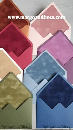 WEDDING INVITATIONS Velvet Envelopes  custom colors envelopes for invitations with velvet liners, a7 handmade  Envelopes with velvet liner for Wedding cards8