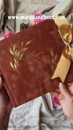 WEDDING GUEST BOOKS Velvet Instax Guestbook Terracotta Boho Instax velvet Wedding GuestBook Gold, Burnt Orange Instant Wedding Guest Book, Polaroid velvet Guestbook Rust Golden wedding8