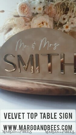 TABLE DECOR SIGNS Velvet table Numbers and Decor Golden Acrylic Top Table Mr and Mrs signs with stand, Beige Velvet and gold Table Sign, Golden Plexi Top Table Mr and Mrs signs, Luxury Wedding Table Decor Centerpieces9