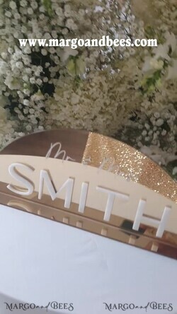 TABLE DECOR SIGNS Acrylic table decor Numbers Acrylic Arch Top Table Sign, Gold Mirror Acrylic Sign, Golden Plexi Top Table Sign, Luxury Wedding Table Decor, Custom Wedding Signage Golden Mirror Cards Sign14