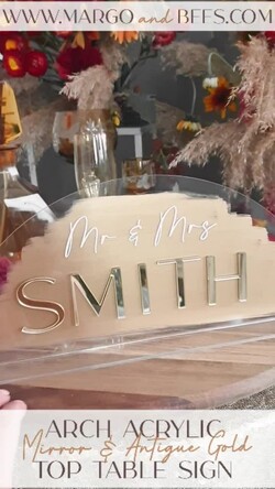 TABLE DECOR SIGNS Acrylic table decor Numbers Acrylic Arch Top Table Sign, Gold Mirror Acrylic Sign, Golden Plexi Top Table Sign, Luxury Wedding Table Decor, Custom Wedding Signage Golden Mirror Cards Sign14