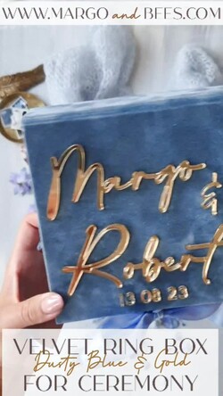 RINGTRÄGERBOXEN & KISSEN Samtkästchen für den Trauungszeremonie Staubblauer goldener Samt-Hochzeitsringbox für die Zeremonie, Ringbox für die Hochzeitszeremonie 3 Ringe Samt, Boho Glam Hochzeitsringboxen für ihn und sie, luxuriöse Samt-Ringbox doppelt, benutzerdefinierte Farben.14